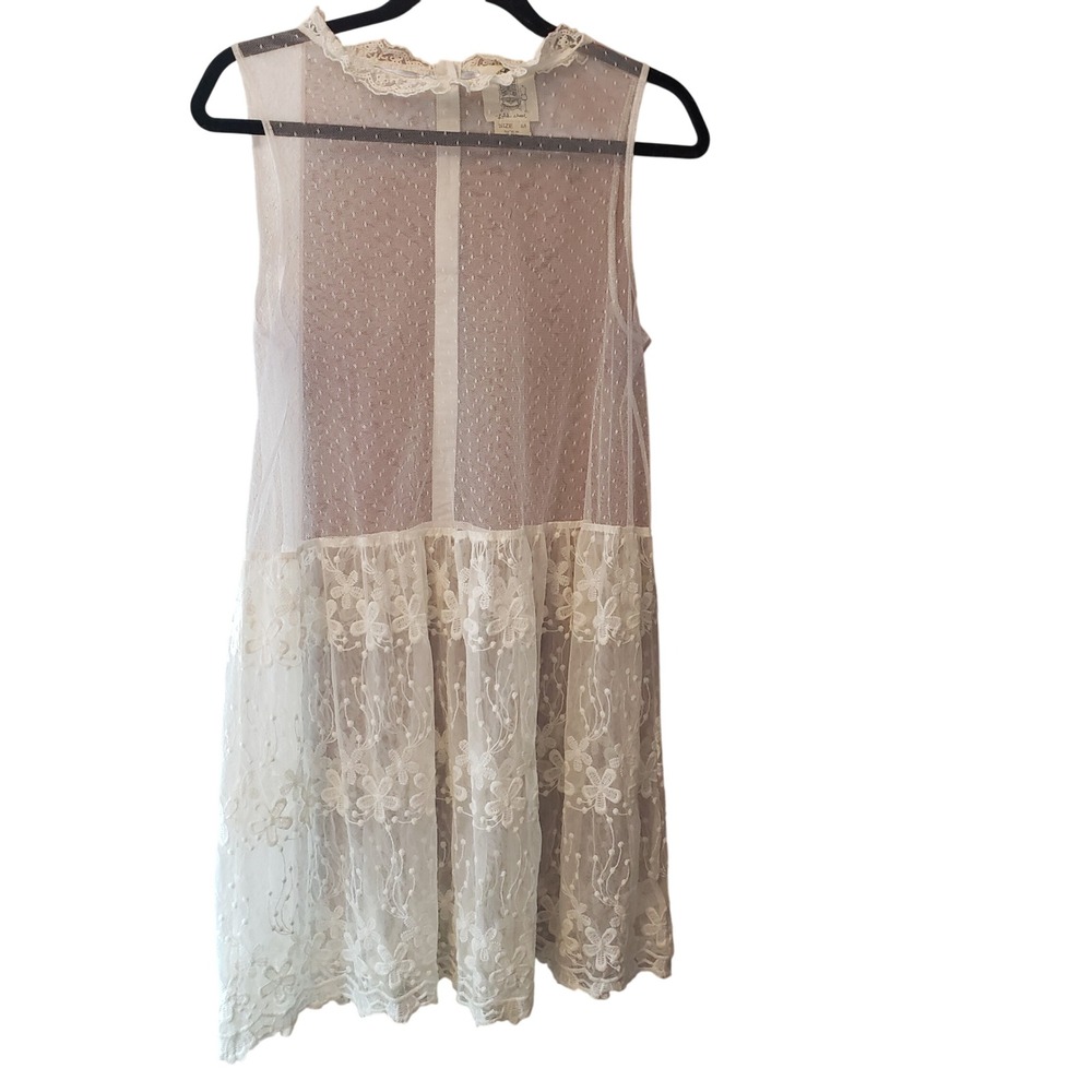 Lili's Closet Women Lace Mesh Sleeveless Tunic Top Size M Ivory White